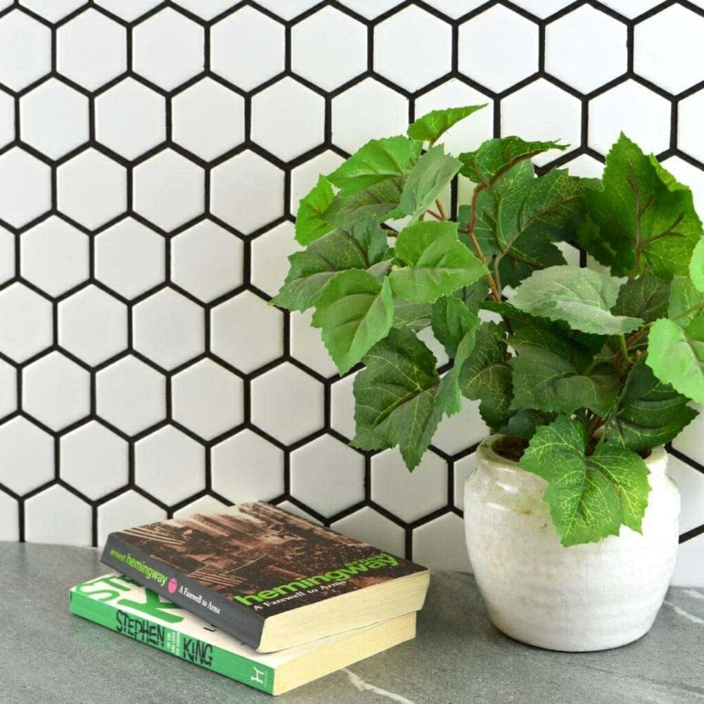 Pixel Hexagon White Gloss 50x50