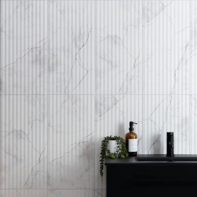 Riva White Matt Marble Effect Decor