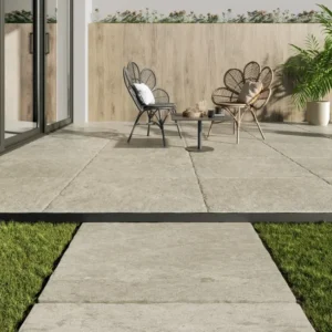 Alba Ivory Stone Effect Matt Porcelain Patio Tile