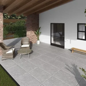 Alba Silver Stone Effect Matt Porcelain Outdoor Slab Tile