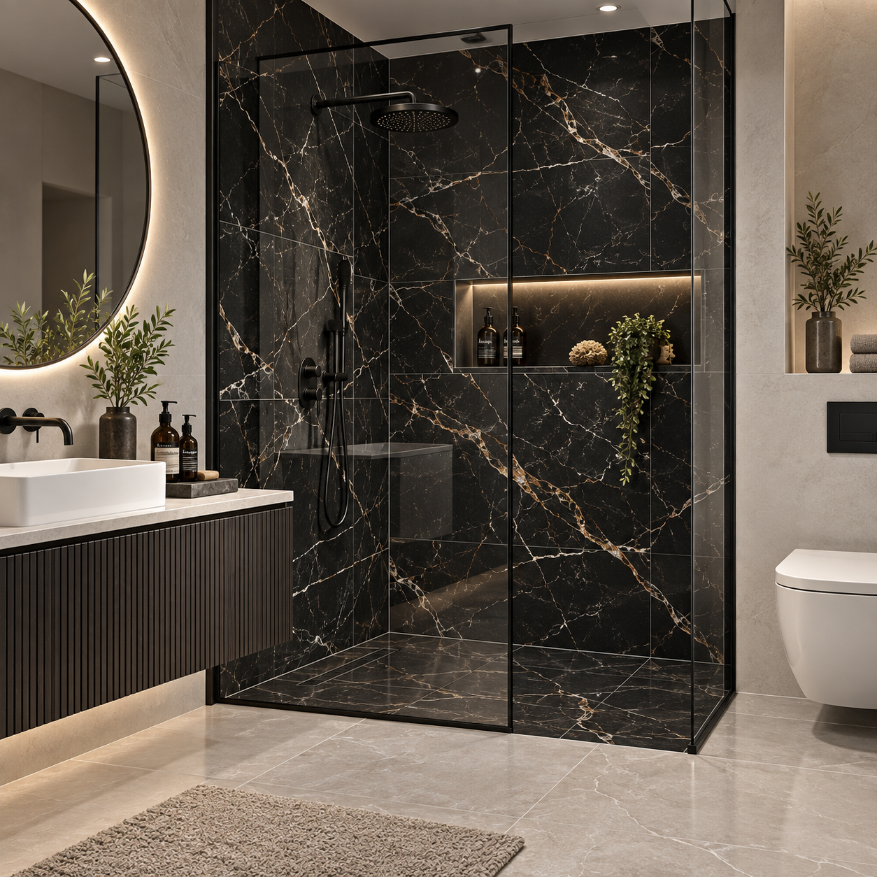 Marble Effect Bathroom Tiles