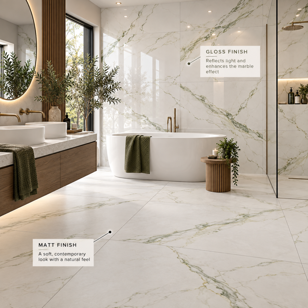Matt Vs. Gloss Marble Effect Tiles