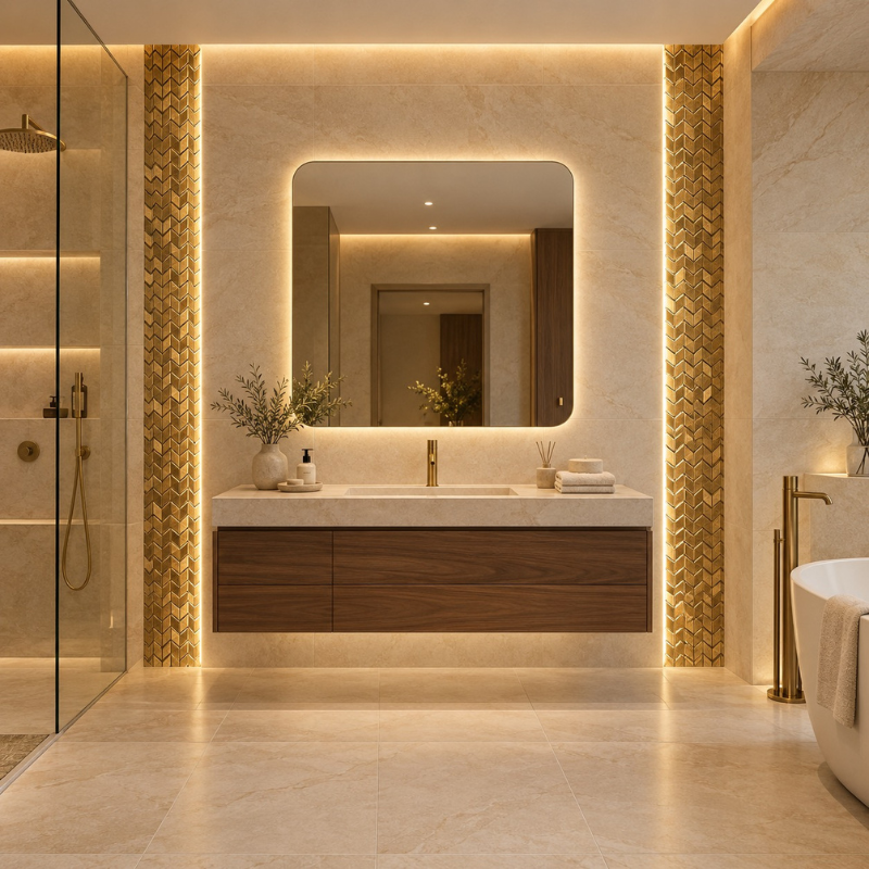 Porcelanosa Trace Gold Mosaic Tiles
